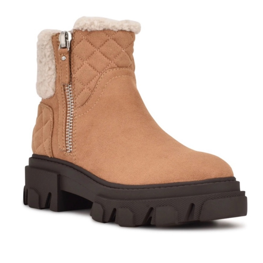 Nine West Colbee Lug Sole Booties in Cognac